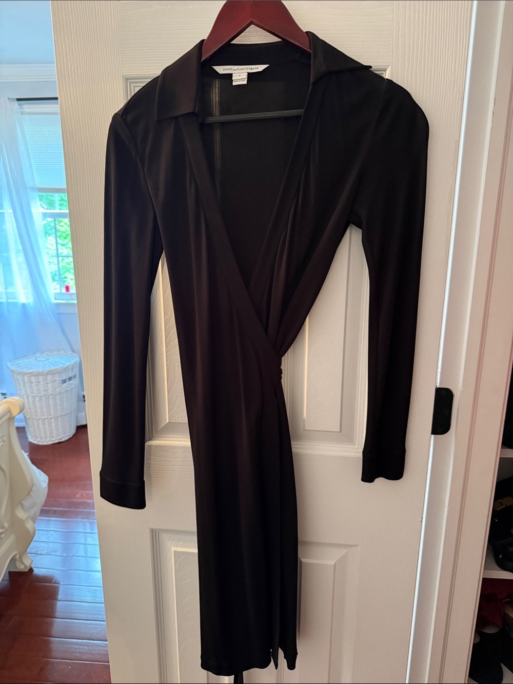 Diane von Furstenberg Black Long-Sleeve Wrap Dress